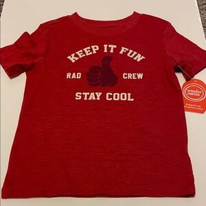 Wonder Nation Boys Size 6 Red Graphic Kids Tee Keep It Fun Stay Cool T Shirt NWT